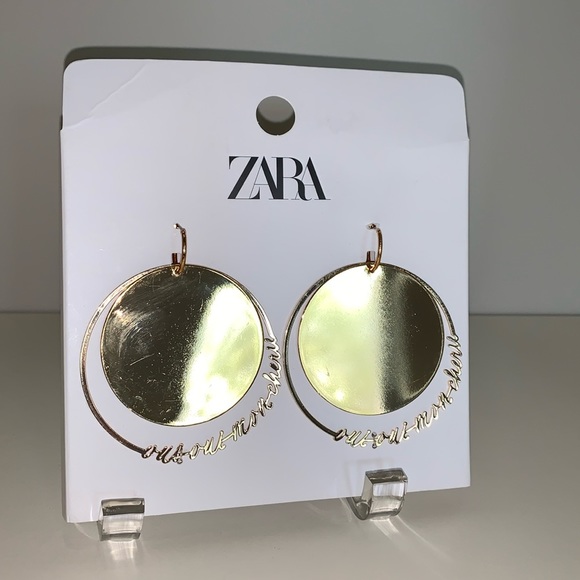Zara Golden Round Flat‎ Metal Earrings - Picture 3 of 9